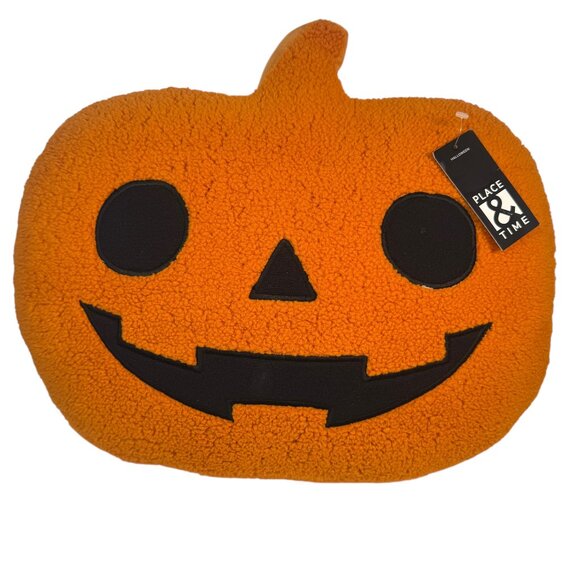 Orange & Black Jack-O-Lantern Pumpkin Throw Pillow Halloween Goth Home Decor New - Picture 1 of 6